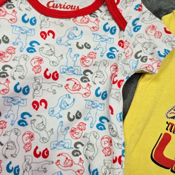 Curious George Bodysuits 2-Pack Baby Unisex 0-3M or 6-9M NWT Cartoon Monkey - Picture 2 of 7